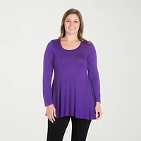 24seven Comfort Apparel Plus Womens Scoop Neck Long Sleeve Tunic Top