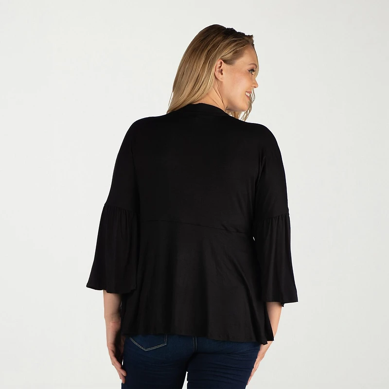 24seven Comfort Apparel Womens Long Sleeve Open Front Plus Cardigan