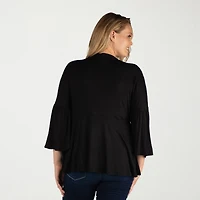 24seven Comfort Apparel Womens Long Sleeve Open Front Plus Cardigan
