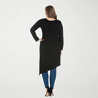 24seven Comfort Apparel Plus Womens Round Neck Long Sleeve Tunic Top