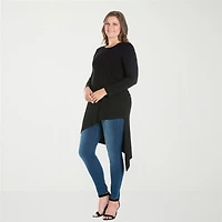 24seven Comfort Apparel Plus Womens Round Neck Long Sleeve Tunic Top