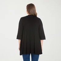24seven Comfort Apparel Womens Elbow Sleeve Open Front Plus Cardigan