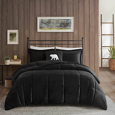 Woolrich Alton Plush to Sherpa Down Alternative Comforter Set with Throw Pillow