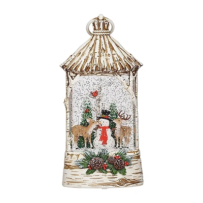 Roman 11"H Lighted Swirl Deer Eating Snowman Nose Christmas Tabletop Decor