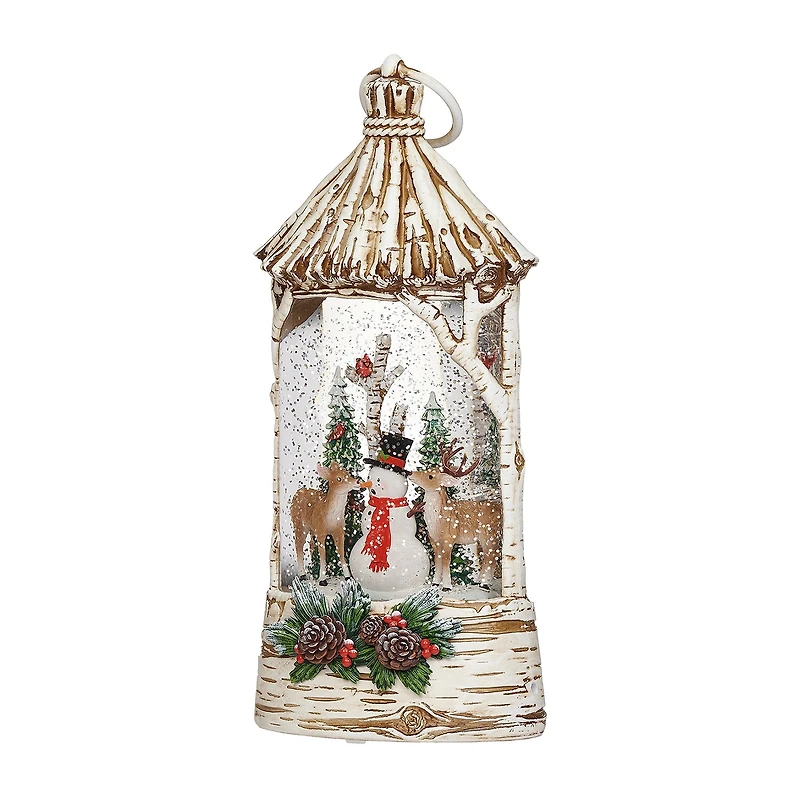 Roman 11"H Lighted Swirl Deer Eating Snowman Nose Christmas Tabletop Decor