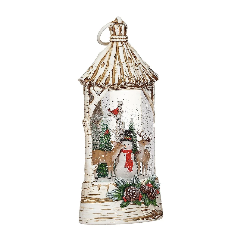 Roman 11"H Lighted Swirl Deer Eating Snowman Nose Christmas Tabletop Decor