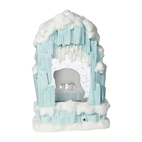 Roman 10"H Lighted Swirl Igloo With Polar Bears Christmas Tabletop Decor