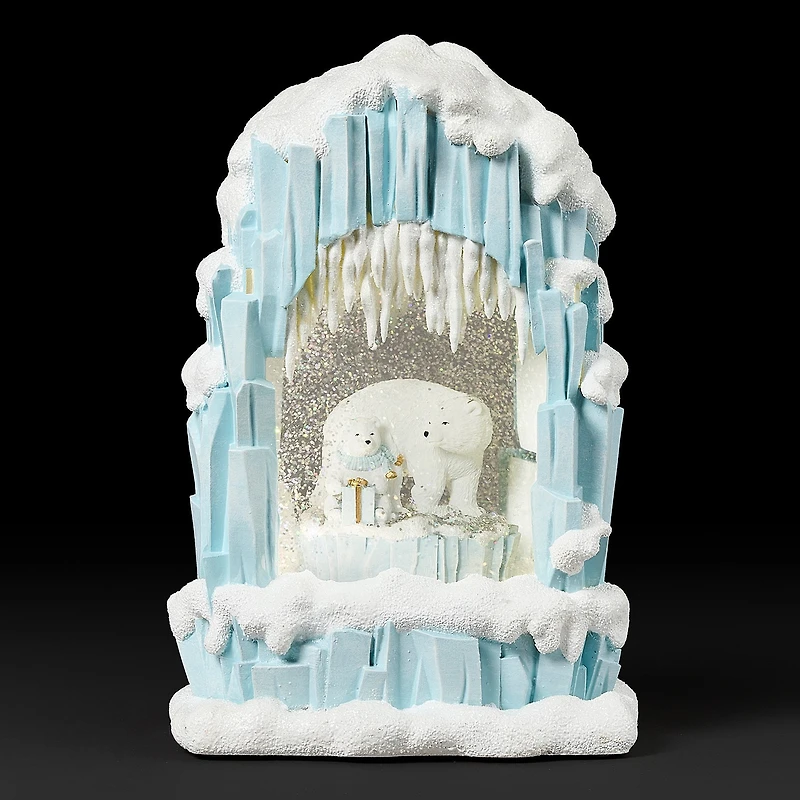Roman 10"H Lighted Swirl Igloo With Polar Bears Christmas Tabletop Decor