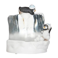 Roman 7"H Lighted Swirl Penguins On Cube Christmas Tabletop Decor