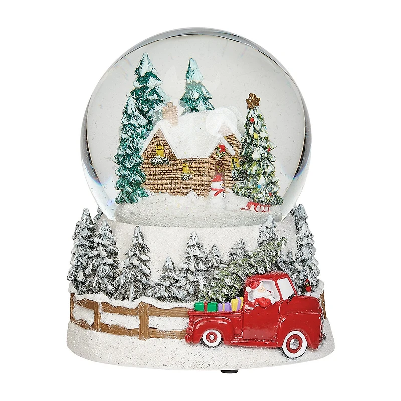 Roman 6"H Musical House Dome With Truck Base Christmas Tabletop Decor