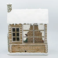 Roman 9"H Lighted Swirl Log Cabin Sleeping Santa Christmas Tabletop Decor
