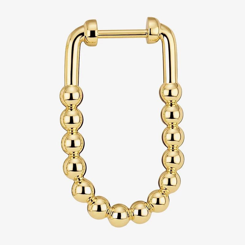 Silver Reflections Huggie Womens 14K Gold Over Brass 26.1mm Oval Hoop Earrings