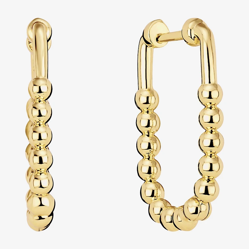 Silver Reflections Huggie Womens 14K Gold Over Brass 26.1mm Oval Hoop Earrings