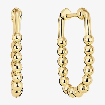 Silver Reflections Huggie Womens 14K Gold Over Brass 26.1mm Oval Hoop Earrings
