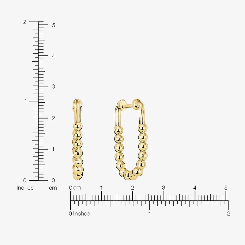 Silver Reflections Huggie Womens 14K Gold Over Brass 26.1mm Oval Hoop Earrings