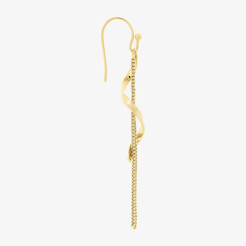 Silver Reflections Swirl Womens 14K Gold Over Brass Drop Earrings