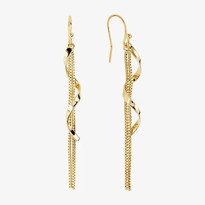 Silver Reflections Swirl Womens 14K Gold Over Brass Drop Earrings