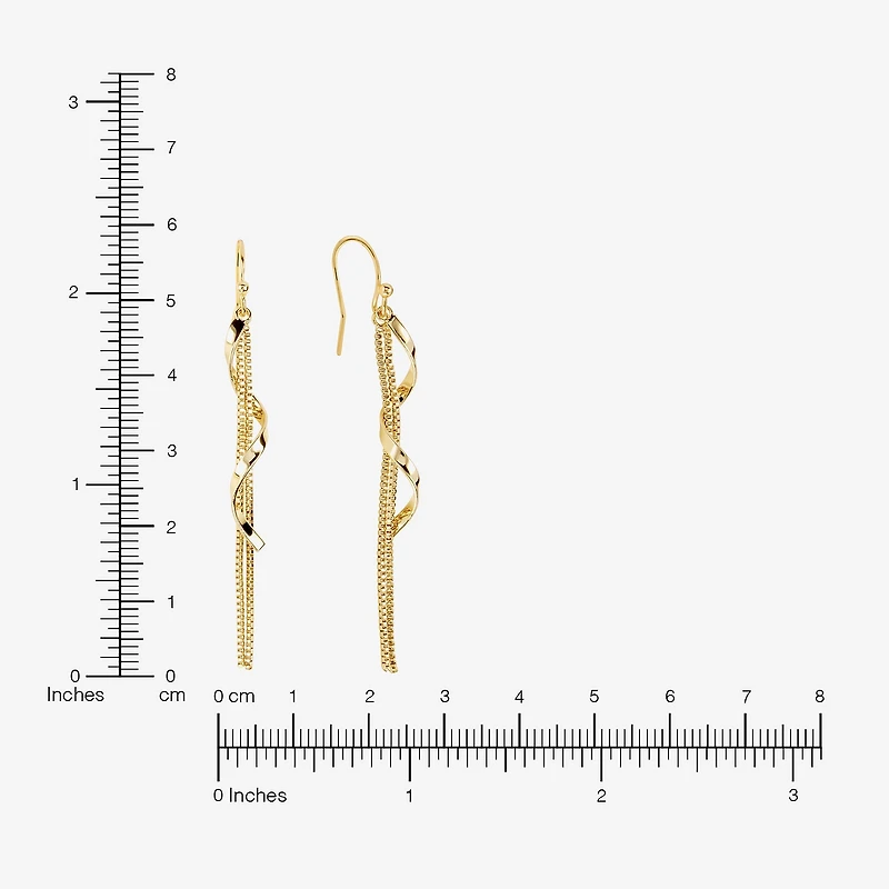 Silver Reflections Swirl Womens 14K Gold Over Brass Drop Earrings