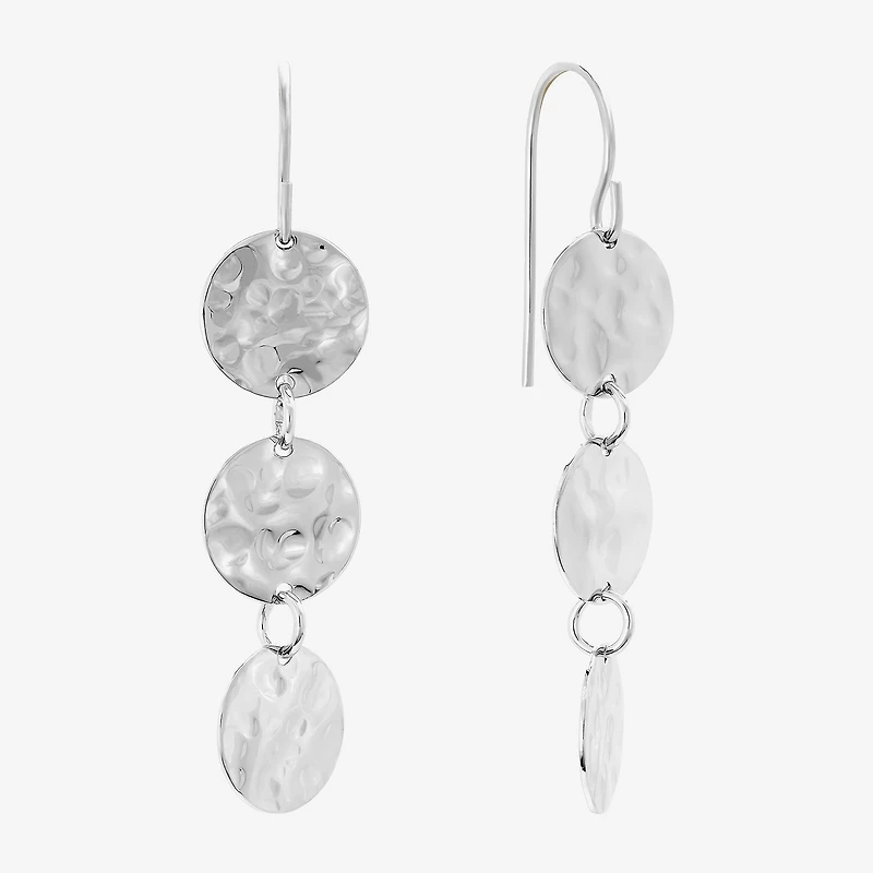 Silver Reflections Disc Womens Pure Silver Over Brass Drop Earrings