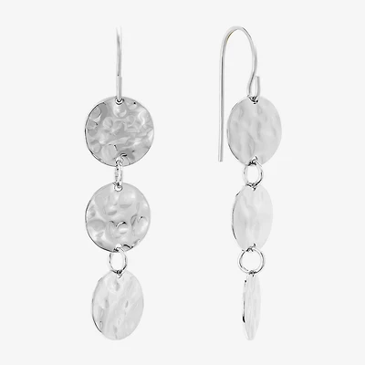 Silver Reflections Disc Womens Pure Silver Over Brass Drop Earrings