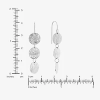 Silver Reflections Disc Womens Pure Silver Over Brass Drop Earrings