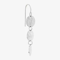 Silver Reflections Disc Womens Pure Silver Over Brass Drop Earrings