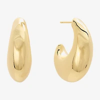 Silver Reflections Womens 14K Gold Over Brass 32mm Hoop Earrings