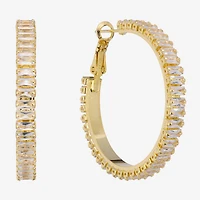 Sparkle Allure Womens Crystal 14K Gold Over Brass 39.6mm Hoop Earrings