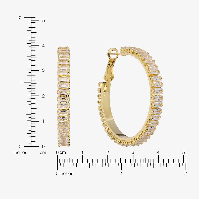 Sparkle Allure Womens Crystal 14K Gold Over Brass 39.6mm Hoop Earrings