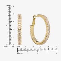 Sparkle Allure Womens Crystal 14K Gold Over Brass 39.6mm Hoop Earrings