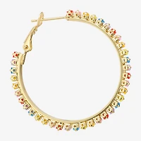 Sparkle Allure Womens Multi Color Crystal 14K Gold Over Brass 39.6mm Hoop Earrings