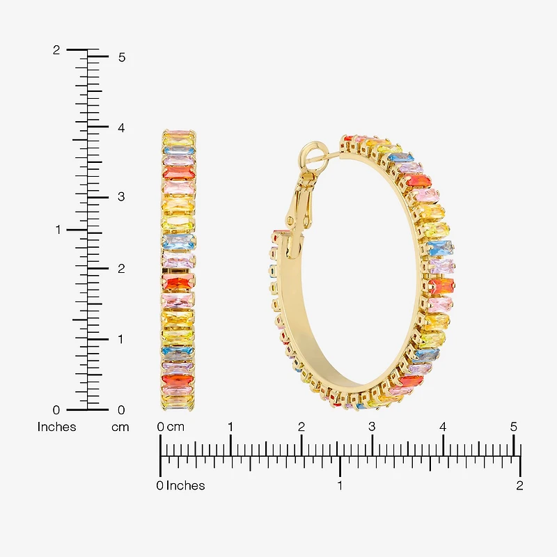 Sparkle Allure Womens Multi Color Crystal 14K Gold Over Brass 39.6mm Hoop Earrings