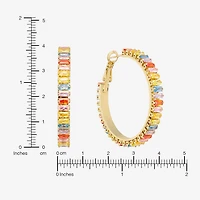 Sparkle Allure Womens Multi Color Crystal 14K Gold Over Brass 39.6mm Hoop Earrings