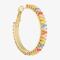 Sparkle Allure Womens Multi Color Crystal 14K Gold Over Brass 39.6mm Hoop Earrings
