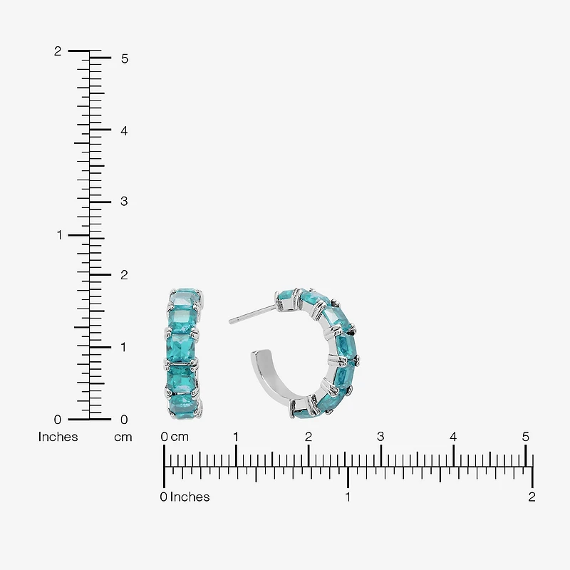 Sparkle Allure Womens Blue Crystal 18.2mm Hoop Earrings