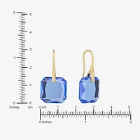 Sparkle Allure Womens Blue Glass 14K Gold Over Brass Drop Earrings