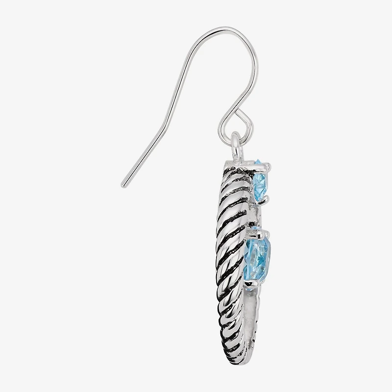 Sparkle Allure Womens Blue Crystal Pure Silver Over Brass Circle Drop Earrings