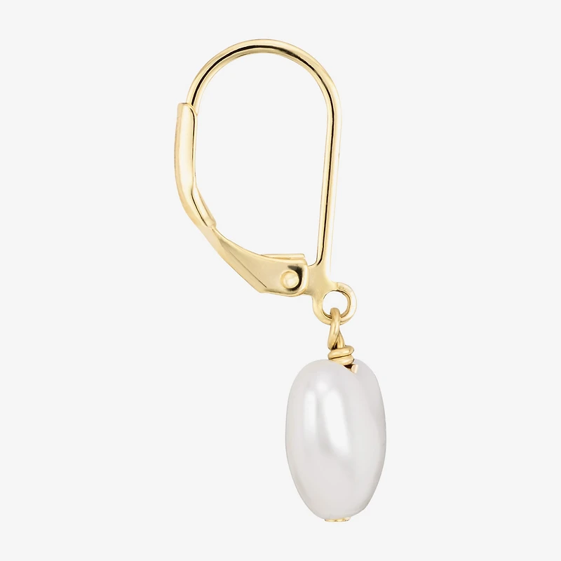 Sparkle Allure Womens White Simulated Pearl 14K Gold Over Brass Heart Drop Earrings