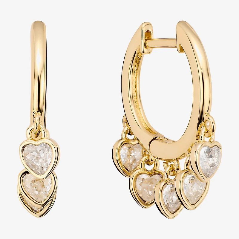 Sparkle Allure Womens Crystal 14K Gold Over Brass Heart Drop Earrings
