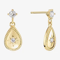 Sparkle Allure Womens Cubic Zirconia 14K Gold Over Brass Drop Earrings