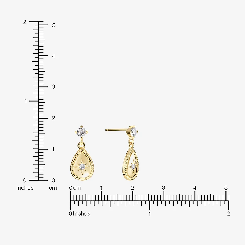 Sparkle Allure Womens Cubic Zirconia 14K Gold Over Brass Drop Earrings