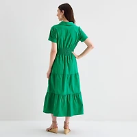 Be by CHETTA B Womens Short Sleeve Drop Shoulder Maxi Dress