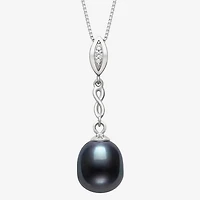 Limited Quantities! Womens Dyed Black Cultured Freshwater Pearl Sterling Silver 18 Inch Pendant Necklace