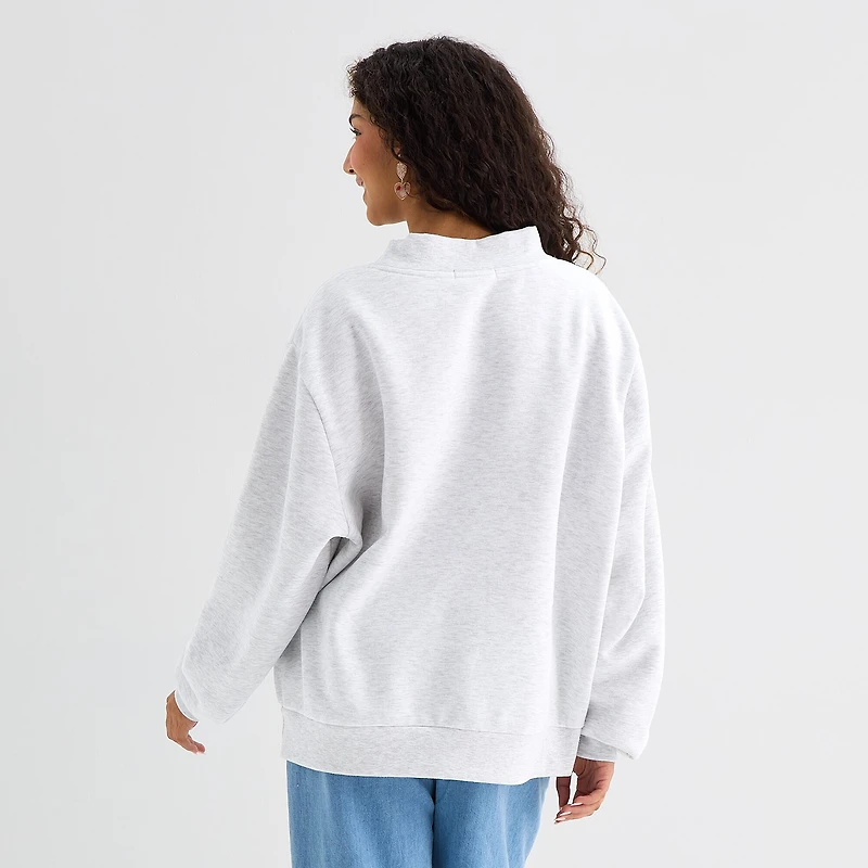Forever 21 Womens Juniors Mock Neck Long Sleeve Sweatshirt