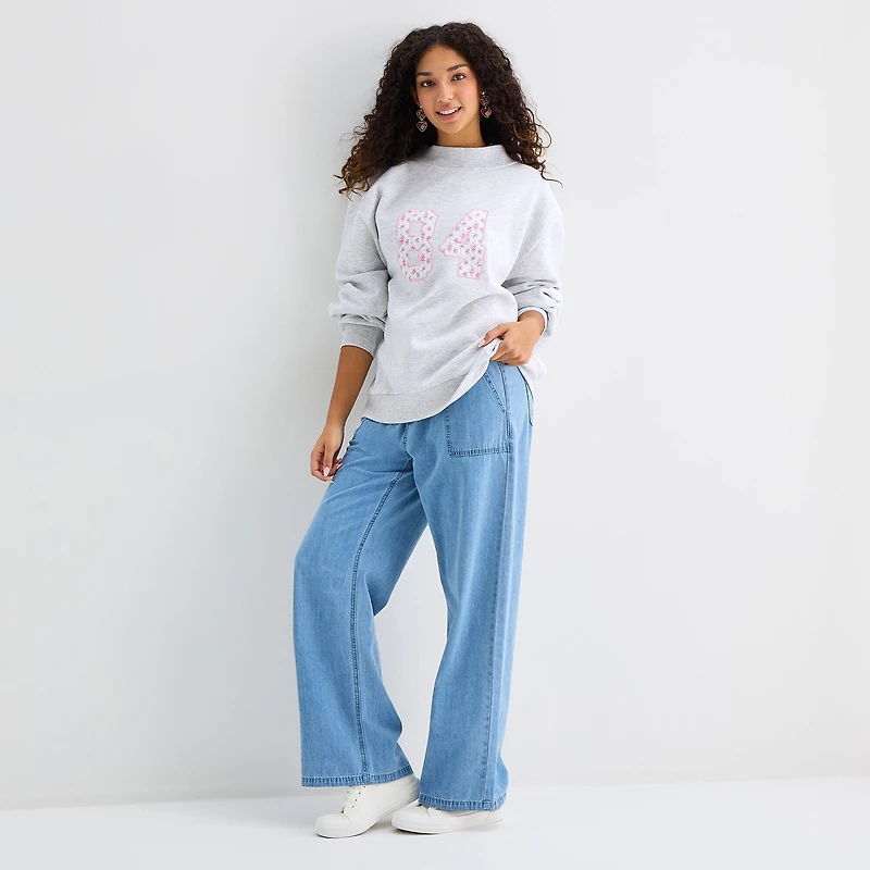 Forever 21 Womens Juniors Mock Neck Long Sleeve Sweatshirt