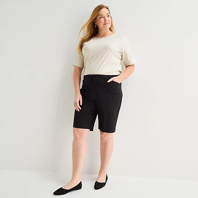 Liz Claiborne Womens 11 1/2" High Rise Plus Bermuda Short