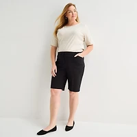 Liz Claiborne Womens 11 1/2" High Rise Plus Bermuda Short