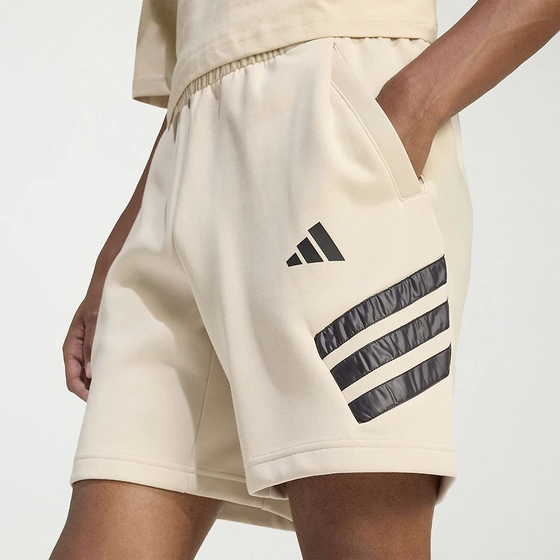 adidas Future Icons Woven 3 Stripe Mens 7" Mid Rise Workout Shorts