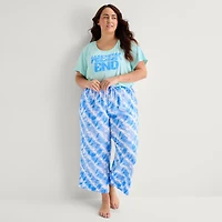Sleep Chic Womens Plus Poplin Pajama Capri Pant