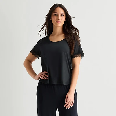 Ambrielle Womens Scoop Neck Short Sleeve Pajama Top